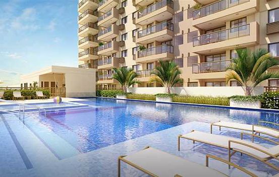 Foto 2 do Ocean Pontal Residence, em Barra da Tijuca / Magé oferecendo Churrasqueira, Espaço Gourmet, Jardim, Piscina, Piscina Infantil, Playground, Quadra Poliesportiva, Sala de Ginástica, Salão de Festa, Salão de Jogos, Sauna