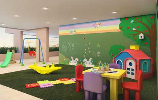Foto 7 do Full Confort Residence, em Jacarepaguá / Rio de Janeiro oferecendo Churrasqueira, Espaço Gourmet, Espaço Zen, Forno de Pizza, Home Cinema, Piscina, Piscina Infantil, Playground, Salão de Festa, Salão de Jogos, Vestiário