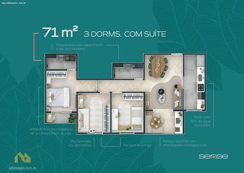 Foto 3 do(a) Apartamento de 2 quartos à venda em Jardim Armênia, Mogi das Cruzes