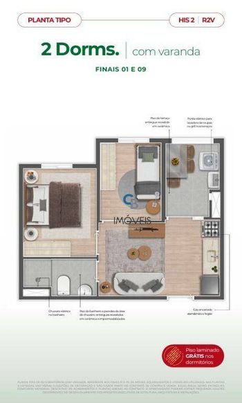 Foto 3 do(a) Apartamento de 2 quartos à venda em Vila Aricanduva, São Paulo