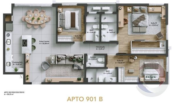 Foto 23 do(a) Apartamento de 3 quartos à venda em Centro, Biguaçu