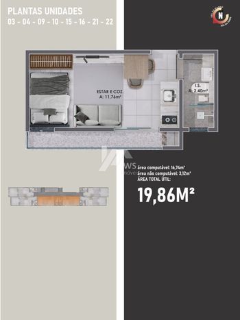 Foto 3 do(a) Kitnet / JK / Studio de 1 quartos à venda em Novo Mundo, Curitiba