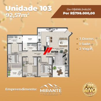 Foto 3 do(a) Apartamento de 3 quartos à venda em Coqueiros, Florianópolis