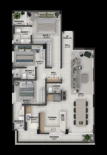 Foto 16 do(a) Apartamento de 4 quartos à venda em Cazeca, Uberlândia