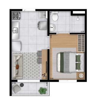 Foto 3 do(a) Apartamento de 1 quartos à venda em Jardim Itacolomi, São Paulo