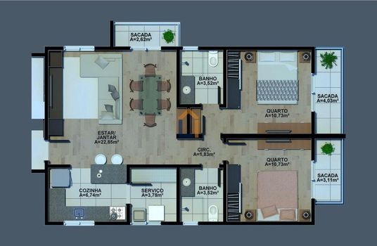 Foto 3 do(a) Apartamento de 1 quartos à venda em Santa Cândida, Curitiba