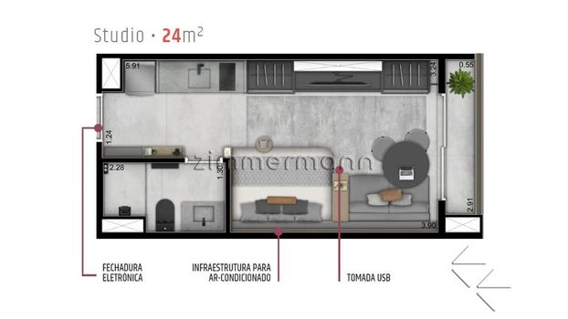 Foto 12 do(a) Apartamento de 1 quartos à venda em Pinheiros, São Paulo