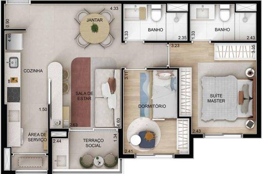 Foto 4 do(a) Apartamento de 2 quartos à venda em Parque Rural Fazenda Santa Cândida, Campinas
