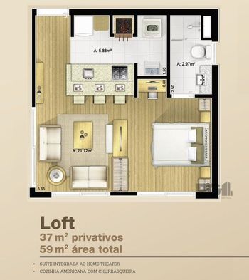 Foto 4 do(a) Flat de 1 quartos à venda em Três Figueiras, Porto Alegre
