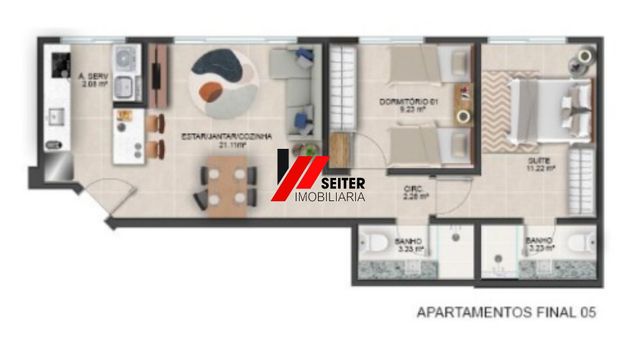 Foto 2 do(a) Apartamento de 2 quartos à venda em Coqueiros, Florianópolis